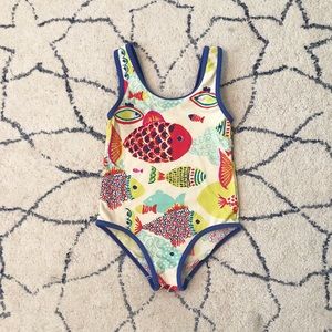 Mini Boden Girls fish print swimsuit 4-5